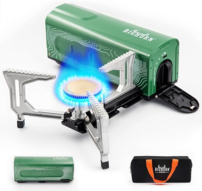 BIG HORN OUTDOORS Butane Camping Stove, Portable Folding Gas Burner by BigHornOutdoors