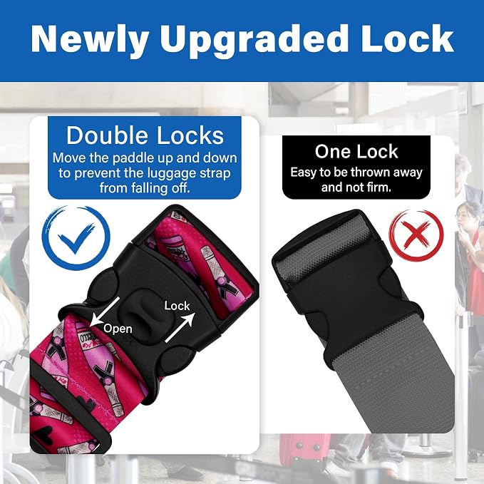2 Pack Luggage Straps for Suitcases, Adjustable Travel Belt - Image 2