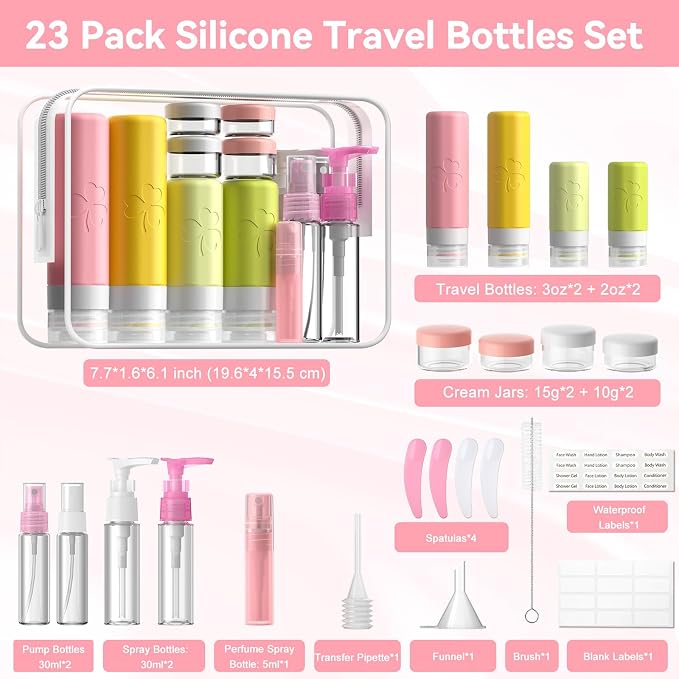 INSFIT Travel Bottles for Toiletries 23pack, TSA Approved Travel Size Toiletries - Image 3