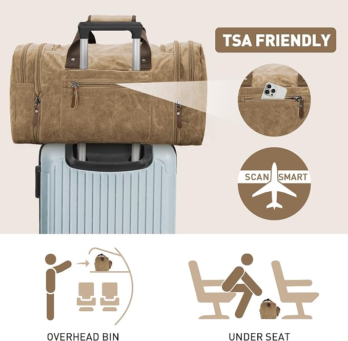 Wildroad Waxed Canvas Genuine Leather 50L Waterproof Duffle Bag - Image 6
