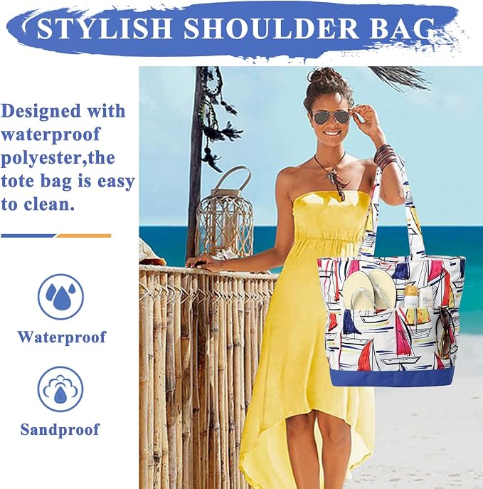VASCHY Beach Bag for Women, Large Waterproof Sandproof Fold-able Packable Pool - Image 6