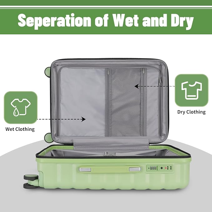 Lightweight Luggage with Spinner Wheels & YKK Zipper, 3-Piece Travel Suitcase - Image 6