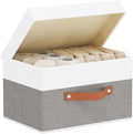 Fabric Storage Boxes with Lids, Linen Foldable Cloth Baskets, Closet Organizer by YheenLf