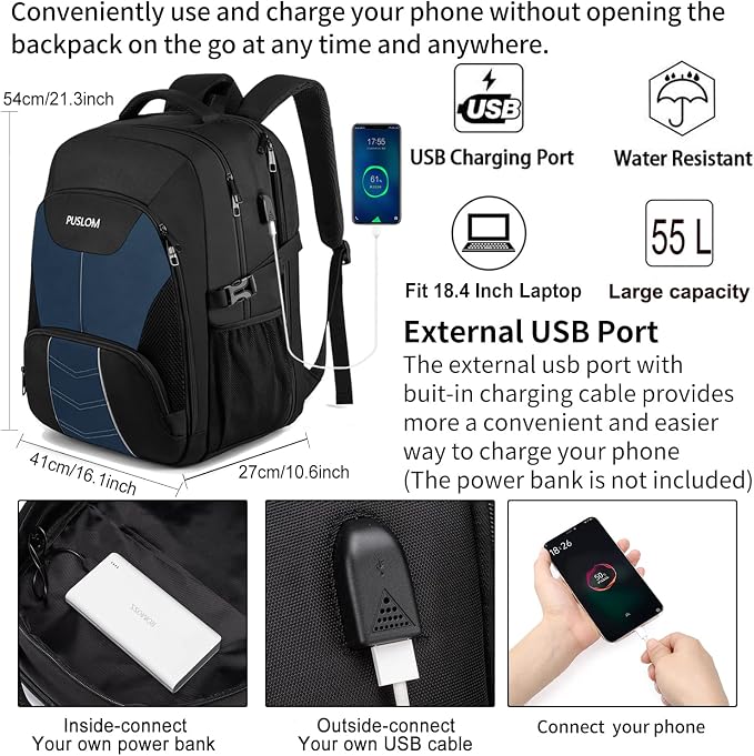 PUSLOM Extra Large Travel Laptop Backpack - Image 2