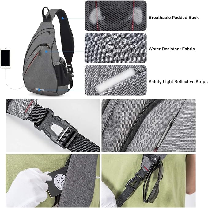 mixi Sling Bag Men Backpack Unisex One Shoulder Bag Hiking Travel Backpack - Image 5
