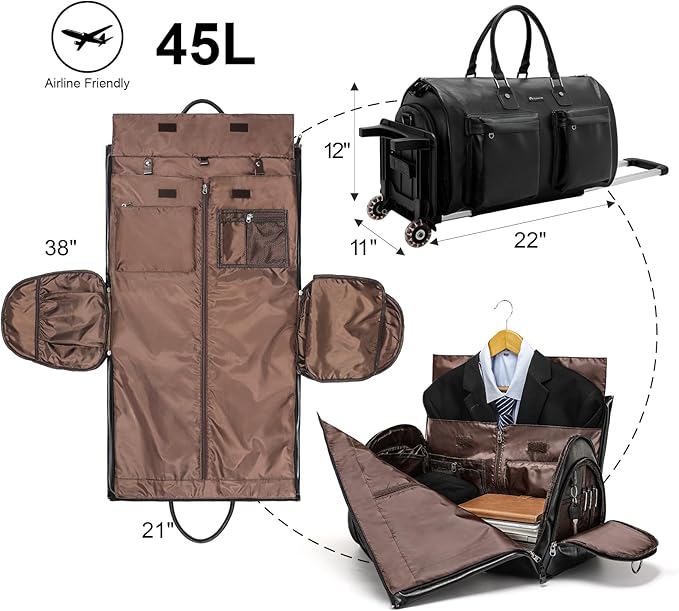 Modoker Rolling Garment Bag for Travel Wheeled Duffel Bag Luggage Suit Travel - Image 3