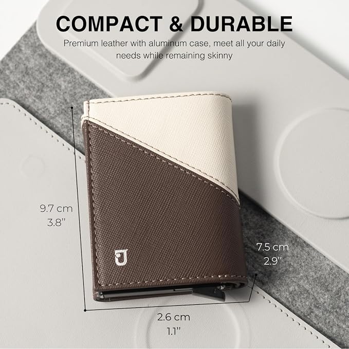 Jenoss Smart Wallet For Men: Full Grain Leather, Handcrafted, Slide Metal Pop - Image 7