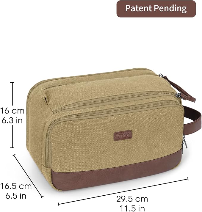 WANDF Toiletry Bag for Men Travel Toiletry Organizer Canvas and Leather Dopp - Image 6