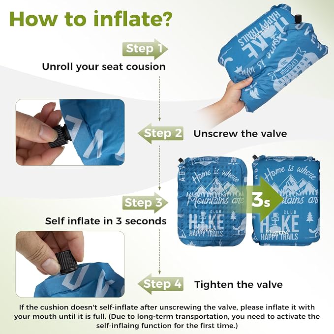 ATEPA Inflatable Stadium Seat Cushion, Self-Inflating Memory Foam Stadium Seats - Image 4