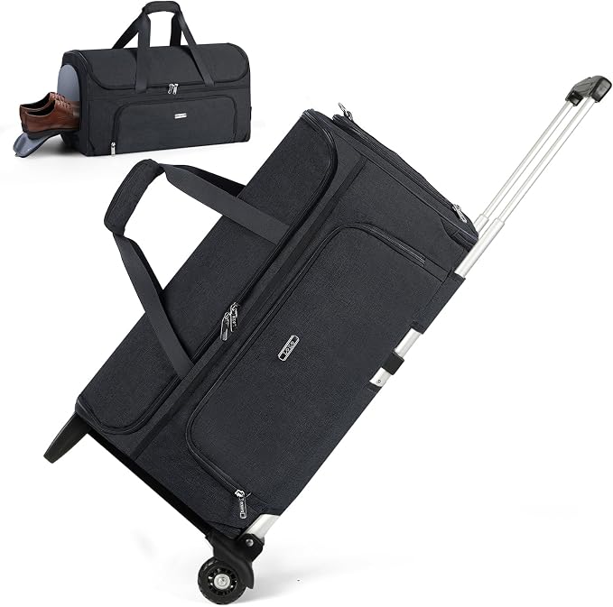 Garment Bags with Wheels, Garment Convertible Weekender Bags, Large Carry On by Lekespring