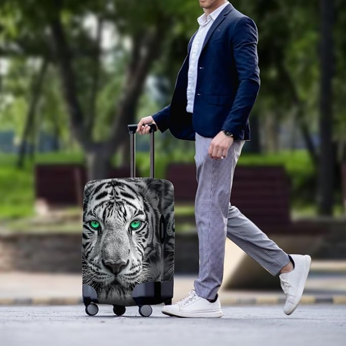 Tiger Animal 3D Printed Travel Luggage Suitcase Cover 22-25 Inch Cover Spandex - Image 3