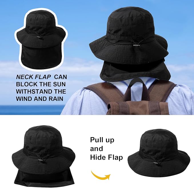 Water-Resistant Sun UPF 50+ Bucket Hat Protection Packable Brimmed Boonie - Image 6