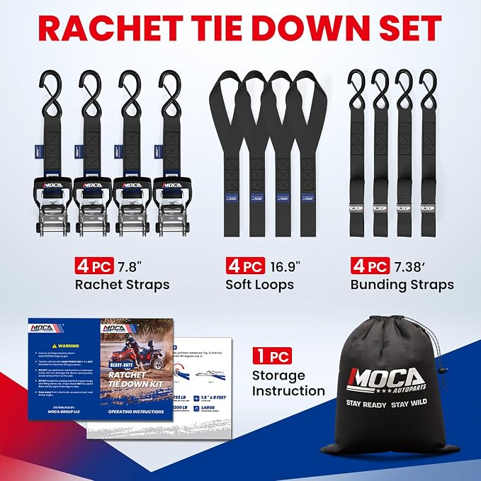 MOCA Heavy Duty Ratchet Tie Down Straps - Image 5