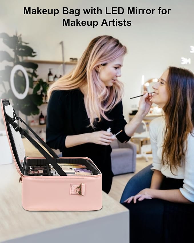 Chomeiu Makeup Bag with LED Mirror, Large Train Case - Image 8