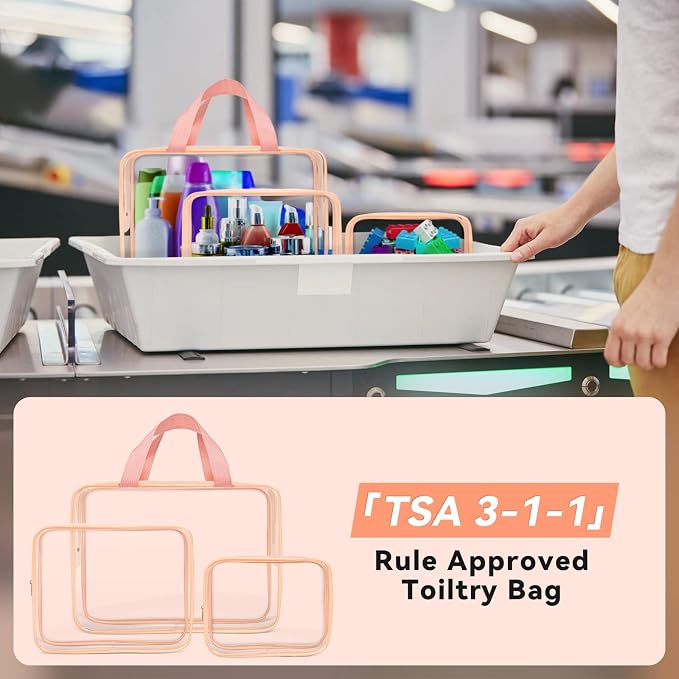 TISRATOK 10 PCS Clear Travel Makeup Toiletry Bag, Plastic PVC Cosmetic TSA - Image 5