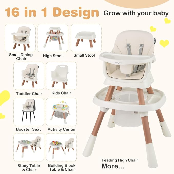 BABY JOY 16 in 1 High Chair, Convertible Baby Highchair - Image 2