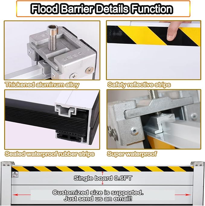 Reusable Flood Barrier, 3/4/5/6/7/8/9/10/11/12/13ft Long Heavy Duty Aluminum - Image 4