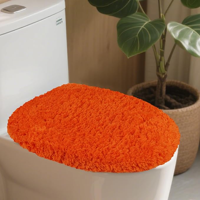 Microfiber Elongated Toilet Seat Cover 19.5"x 15" Machine Washable Solid Toilet - Image 7