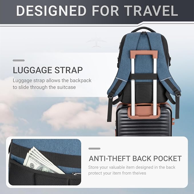 40L Expandable Laptop Backpack, Anti-thief Travel Backpack - Image 4