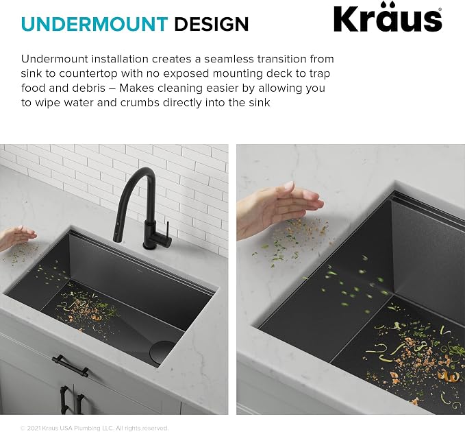 KRAUS Kore Workstation 27-inch Undermount 16 Gauge Black Stainless Kitchen Sink - Image 9