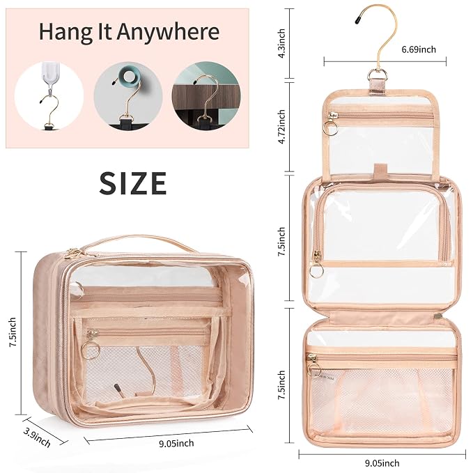CUBETASTIC Toiletry Bag for Women, Portable Makeup Bag Transparent Cosmetic Case - Image 4