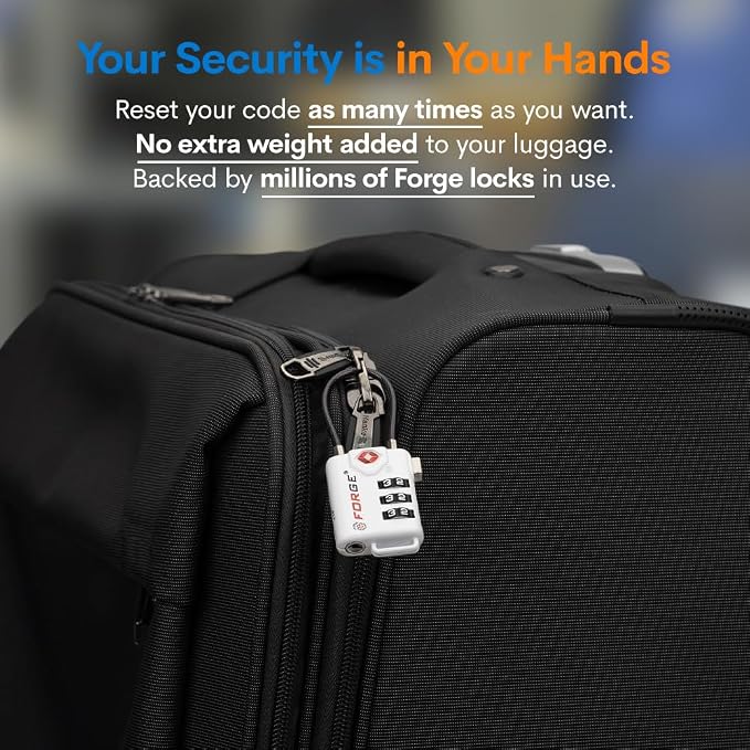 Forge TSA Approved Cable Luggage Locks, Re-settable Combination - Image 6