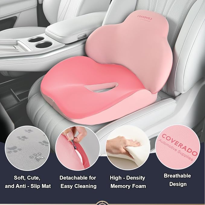 Coverado Car Seat Cushion and Lumbar Support Pillow, Memory Foam Ergonomic Back - Image 5