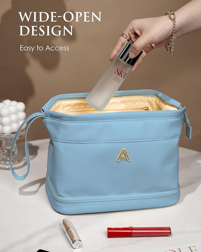 Daughter Birthday Gifts, Initial Makeup Bag, Personalized Double Layer Cosmetic - Image 3