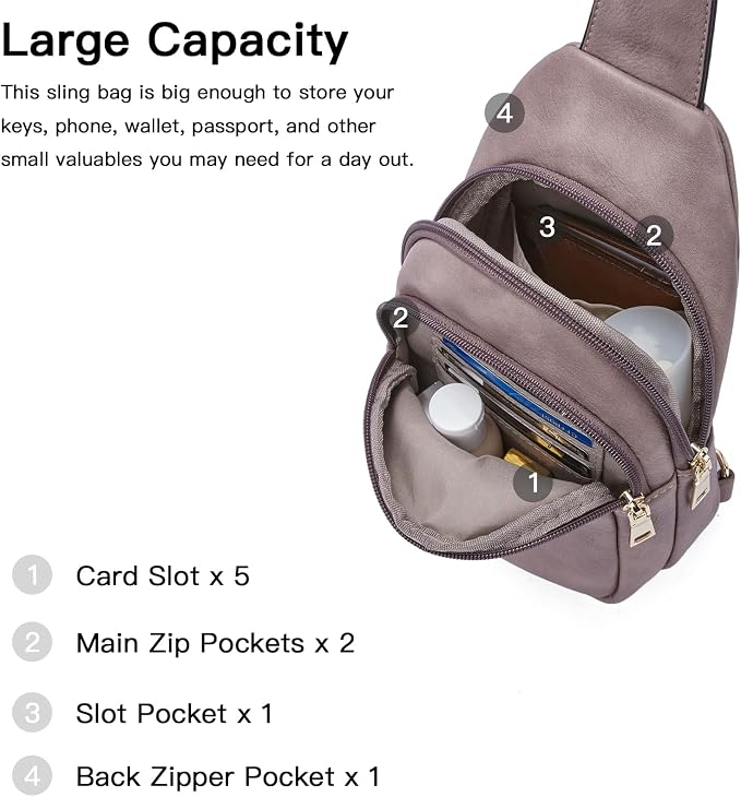 Telena Small Sling Bag for Women Leather Crossbody Fanny Packs Chest Bag for - Image 3
