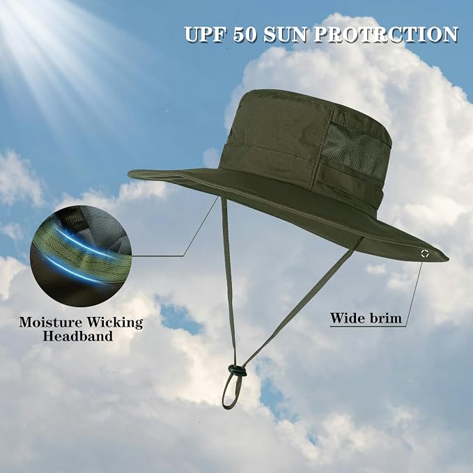 Sun Hat for Men/Women, UPF 50+ Fishing Hat, Waterproof Wide Brim Bucket Hat - Image 2