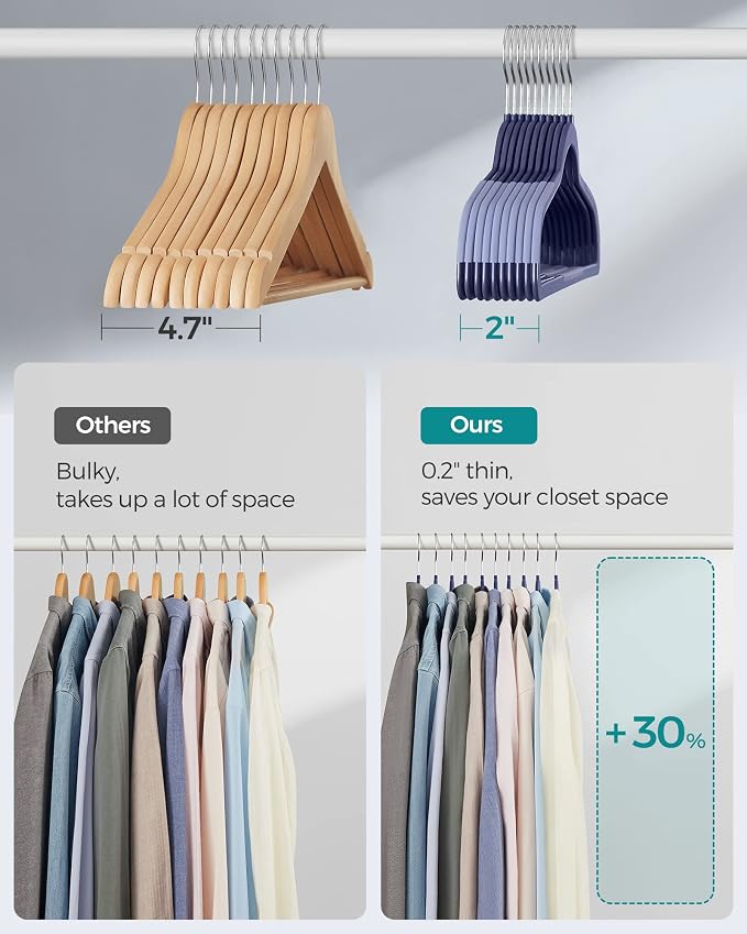 SONGMICS Clothes Hangers, Space-Saving, Dark Blue Ash and Light Blue Ash - Image 7