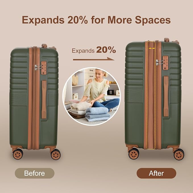 Romswi Luggage Sets 2 Piece22In, Expandable 22x14x9 Carry On Luggage - Image 4