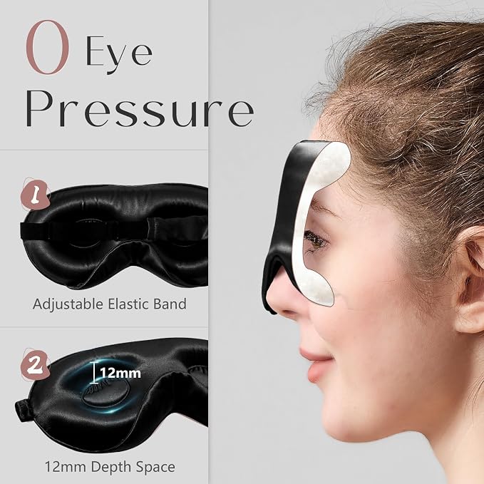 ZIMASILK Adjustable 22 Momme 100% Mulberry Silk Sleep Mask, Upgraded 3D - Image 4