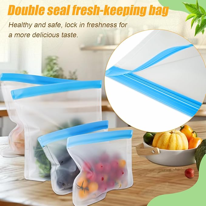 10 Pack Reusable Storage Bags, Dishwasher Safe Reusable Food Storage Bags - Image 7