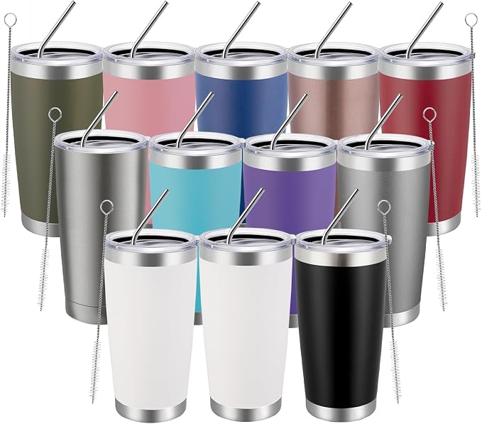 MEWAY 20oz Tumbler 12 Pack Double Wall Vacuum Insulated Travel Mug Bulk by MEWAY