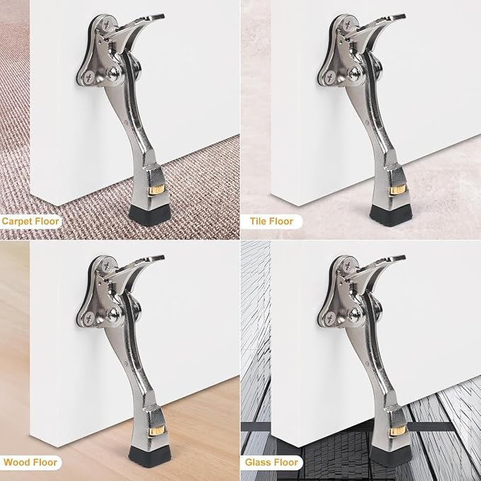 6 Packs Heavy Duty Kickdown Door Stopper, One Touch Adjustable Kickdown Door - Image 5