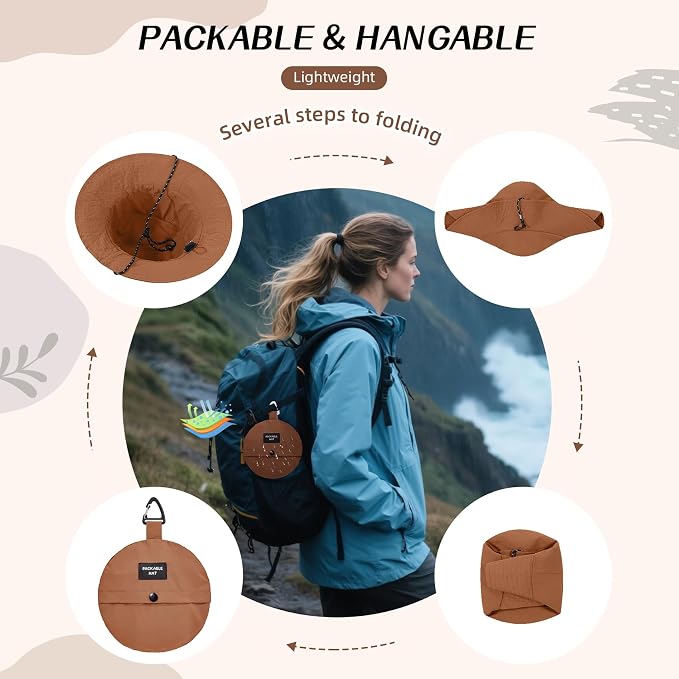 Durio Waterproof Bucket Hats for Woman UPF 50+ Sun Hat UV Protection Packable - Image 4