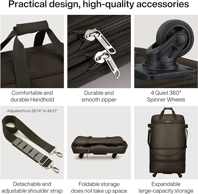 Hanke Suitcases with Wheels Expandable Foldable Luggage Bag Suitcase - Image 4