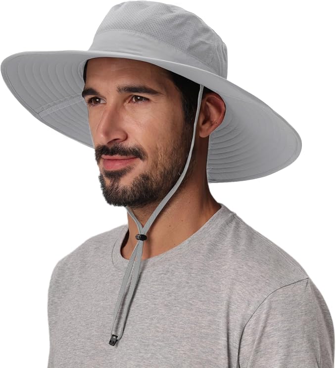 Home Prefer UPF50+ Mens Sun Hat Wide Brim Fishing Hat Foldable Large Brim UV by HomePreferHatsCaps