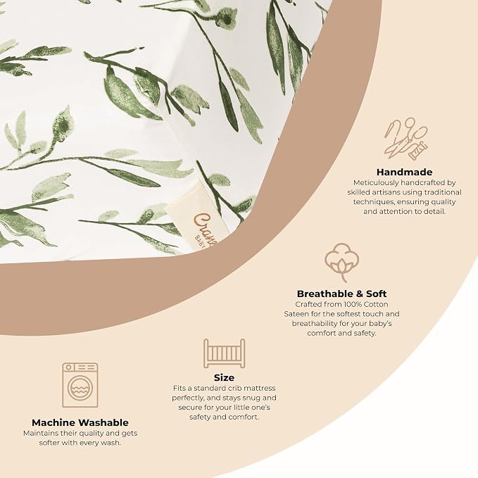 Crane Baby 100% Cotton Sateen Crib Sheet, Fitted - Image 2