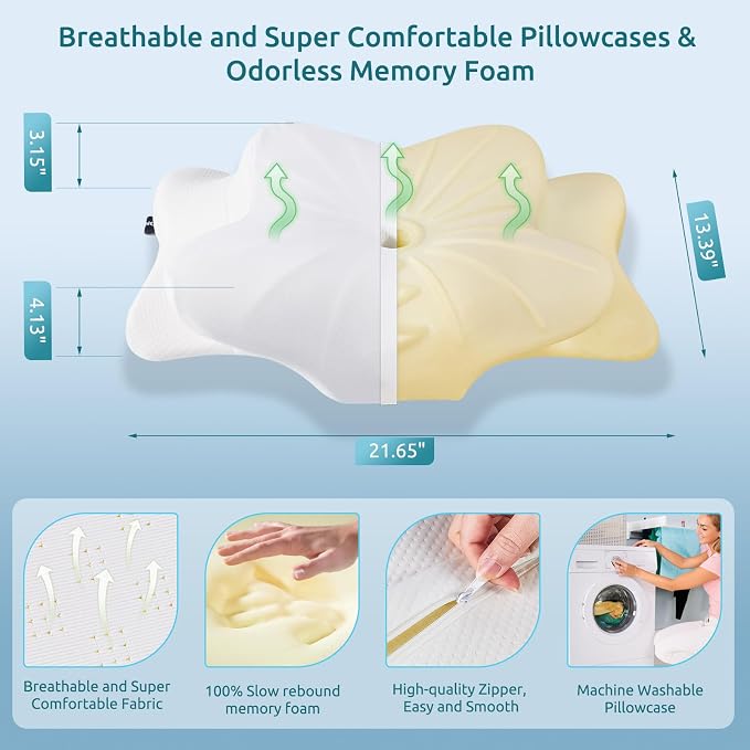 DONAMA Cervical Pillow for Neck and Shoulder, Contour Memory Foam Pillow - Image 6