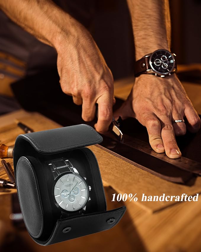 MR.OKAY Single Watch Travel Case-Classic Leather Watch Case - Image 6