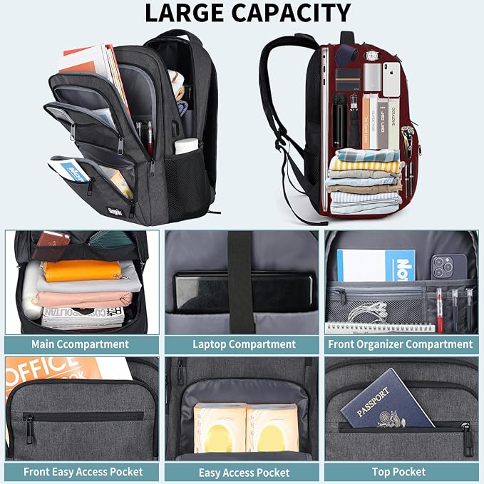 Backpck for Men Women, School Backpack for Boys Girls Teen, 15.6 inch Laptop - Image 2