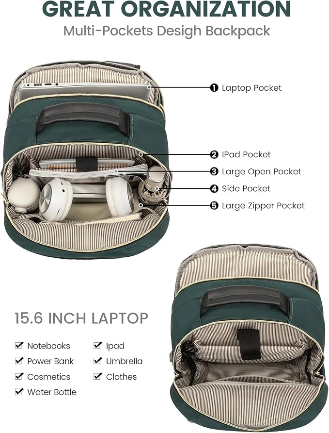 LOVEVOOK Laptop Backpack Purse for Women, Work Business Travel Computer Bags - Image 3