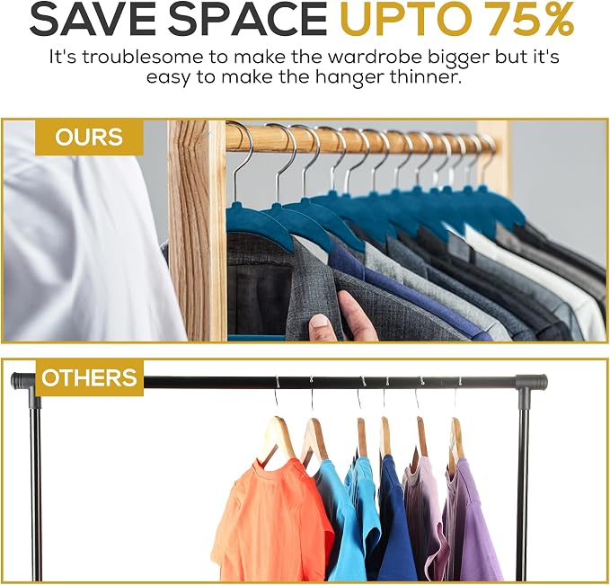 Premium Velvet Hangers 50 Pack Ultra Thin Non Slip Adult Felt Space Saving Slim - Image 6