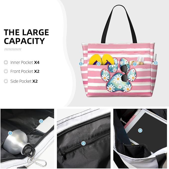 Beach Bag for Women Beach Tote Bag Waterproof Sandproof Large Bags - Image 3