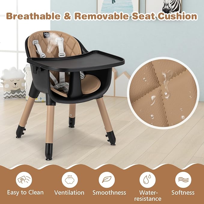 BABY JOY High Chair, 5 in 1 Convertible Highchair - Image 7