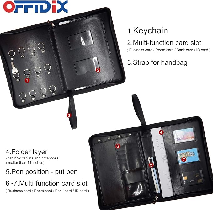 Leather Zippered Key Case, Key Organizer 12-Key Hooks Portable Key Cabinet - Image 6