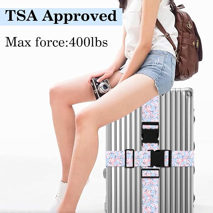 Cherry Blossoms Luggage Straps for Suitcases TSA Approved, Luggage Identifiers - Image 5