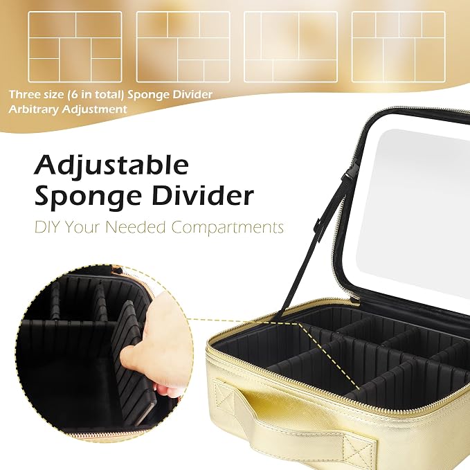 MOMIRA Makeup Bag with Mirror and Light Travel Makeup Train Case Cosmetic Bag - Image 4